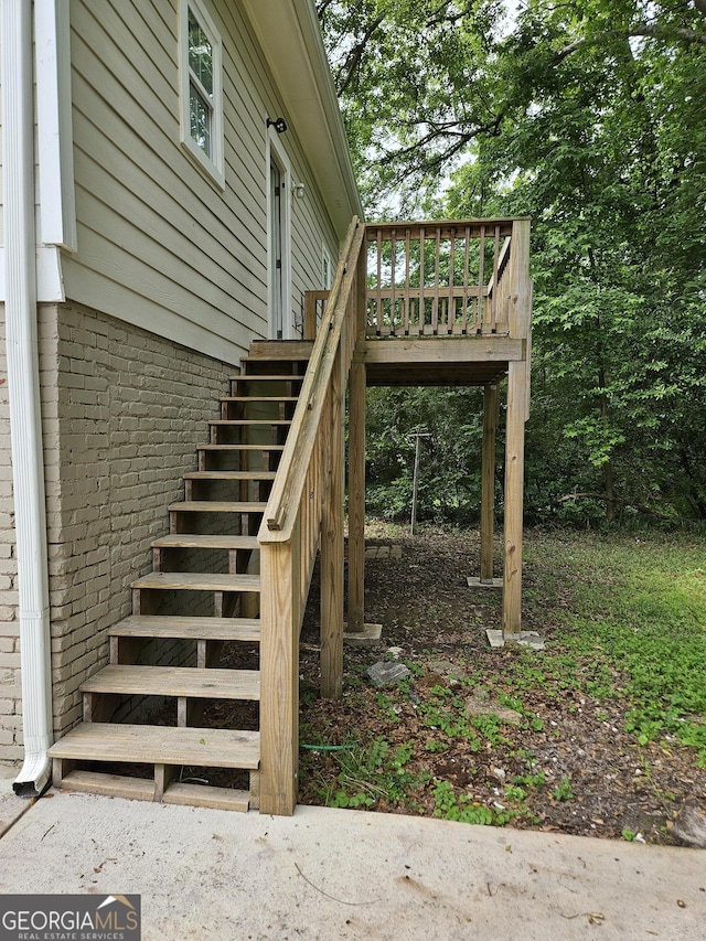 wooden terrace with stairway