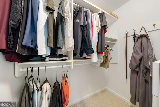 spacious closet with carpet flooring