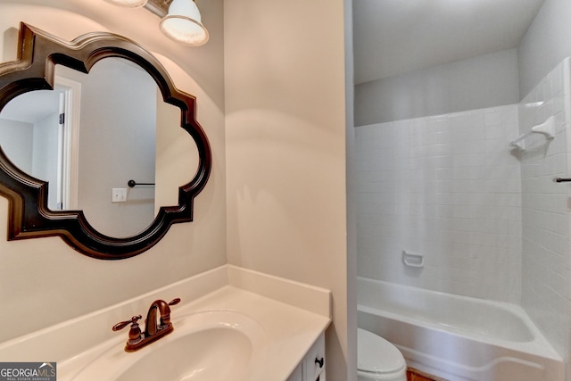 2049 Mclain Rd NW, Acworth, GA 30101 - full bathroom with toilet, vanity, and washtub / shower combination