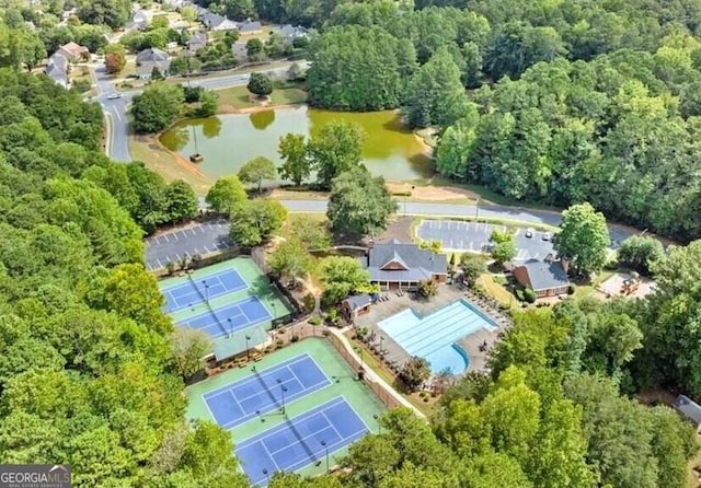 2049 Mclain Rd NW, Acworth, GA 30101 - aerial overview of property's location with a nearby body of water and a forest