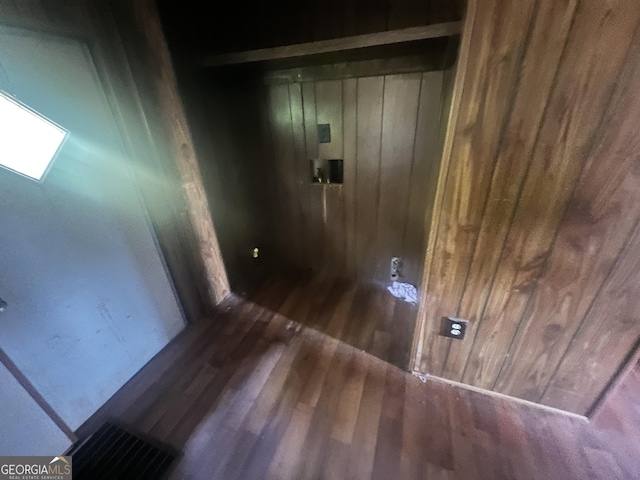 491 Cavender Creek Rd, Carrollton, GA 30116 - washroom with wood finished floors and wooden walls