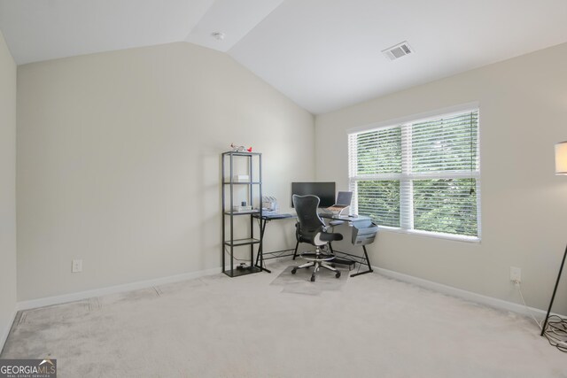 1720 Grant Ct, Braselton, GA 30517 - office with vaulted ceiling, carpet, and baseboards