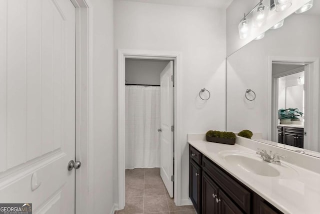 7995 Brewton Creek Dr, Cumming, GA 30028 - full bath featuring vanity, tile patterned flooring, and a shower with curtain