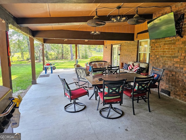 3978 Wc Hodges Rd, Statesboro, GA 30461 - view of patio / terrace with outdoor dining space and ceiling fan