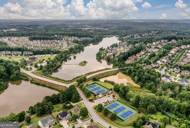 6821 Bungalow Rd, Flowery Branch, GA 30542 - aerial overview of property's location with a nearby body of water and nearby suburban area