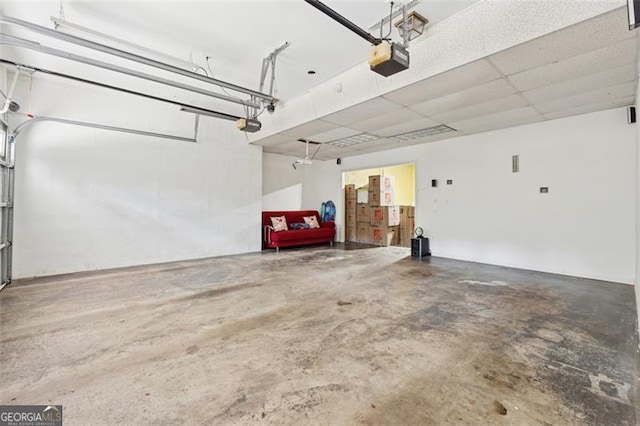 garage with a garage door opener
