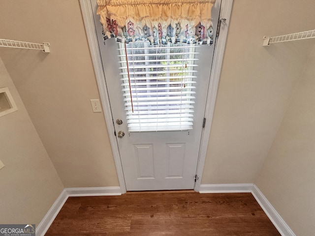 445 Logmont Trce, Athens, GA 30606 - doorway to outside with plenty of natural light, wood finished floors, and baseboards