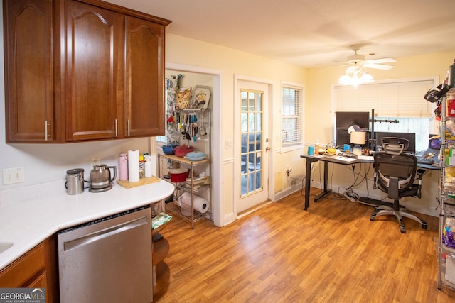 4 E Moore St, Statesboro, GA 30458 - home office with light wood finished floors and ceiling fan