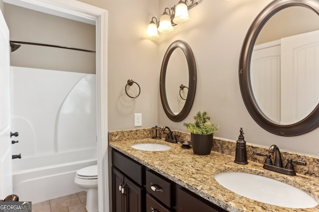 59 Grand Georgian Ct NE, Cartersville, GA 30121 - bathroom featuring double vanity, tile patterned floors, and  shower combination
