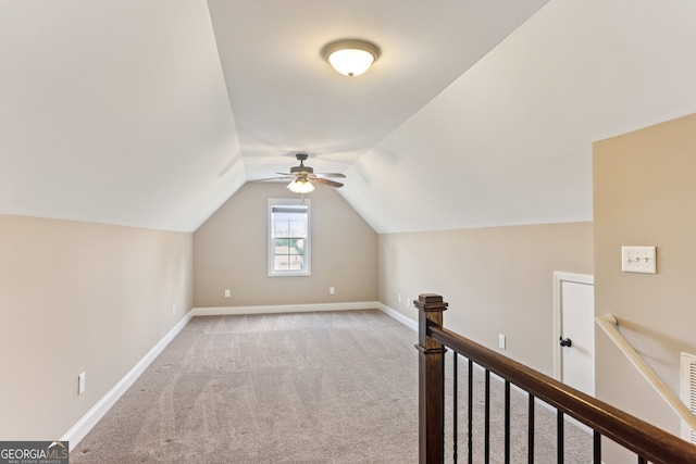59 Grand Georgian Ct NE, Cartersville, GA 30121 - bonus room with carpet floors, a ceiling fan, and vaulted ceiling