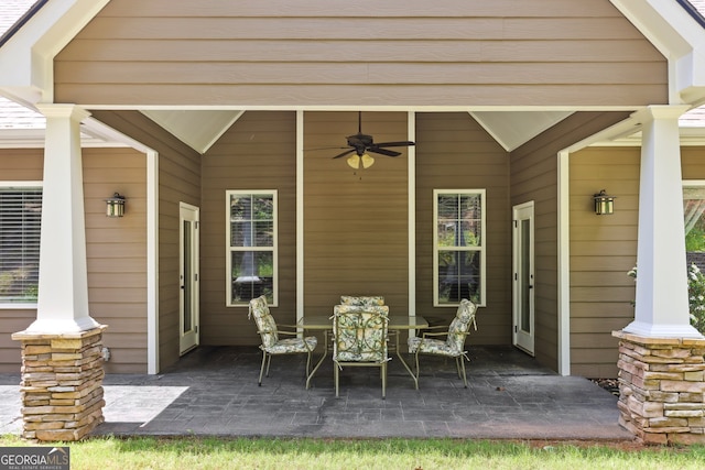 59 Grand Georgian Ct NE, Cartersville, GA 30121 - view of patio with ceiling fan and outdoor dining space