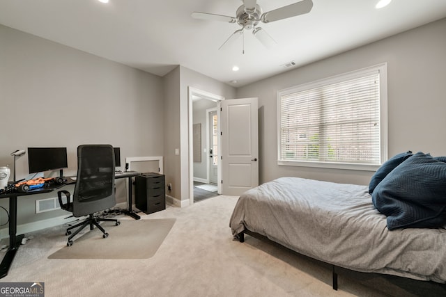 1849 Rock Springs Ln NE, Atlanta, GA 30324 - bedroom featuring carpet flooring, recessed lighting, a desk, baseboards, and ceiling fan