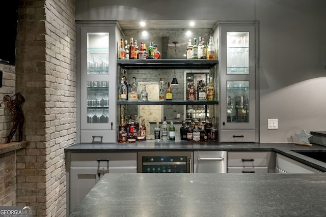 1849 Rock Springs Ln NE, Atlanta, GA 30324 - indoor dry bar with beverage cooler and brick wall