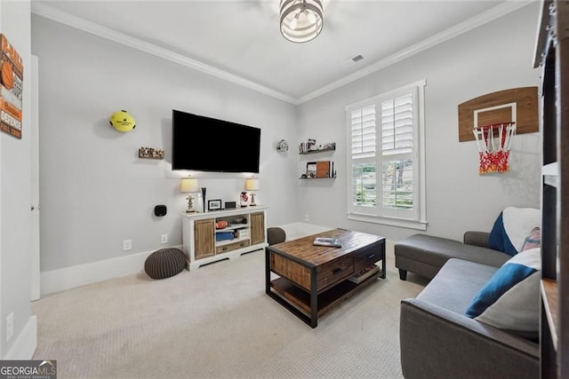 116 Serenity Lake Dr, Alpharetta, GA 30004 - living room with light colored carpet, crown molding, and baseboards