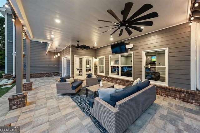 116 Serenity Lake Dr, Alpharetta, GA 30004 - view of patio / terrace with ceiling fan and an outdoor hangout area