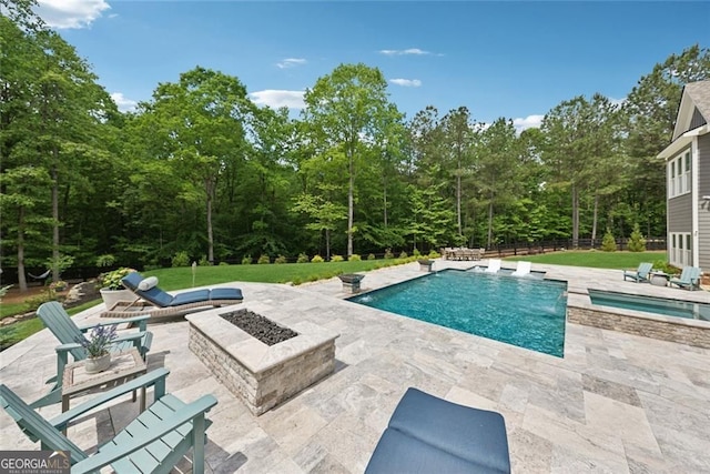 116 Serenity Lake Dr, Alpharetta, GA 30004 - outdoor pool with a fire pit and a patio area