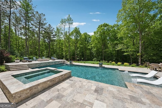 116 Serenity Lake Dr, Alpharetta, GA 30004 - view of swimming pool featuring a patio and a pool with connected hot tub