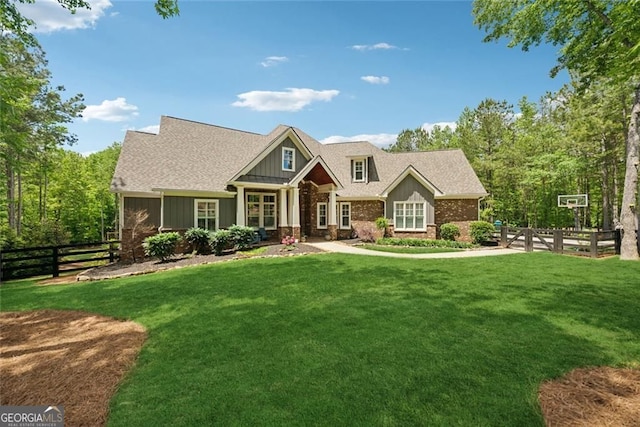 116 Serenity Lake Dr, Alpharetta, GA 30004 - craftsman-style home with board and batten siding, brick siding, and roof with shingles