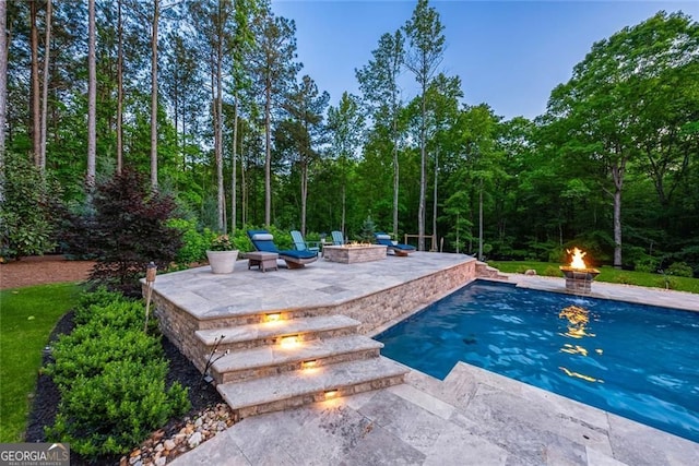 116 Serenity Lake Dr, Alpharetta, GA 30004 - swimming pool with a fire pit and a patio