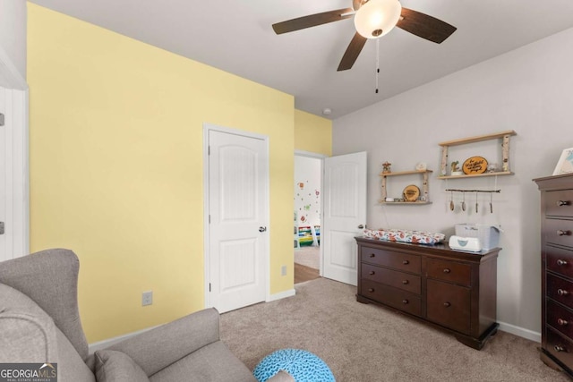 3616 Castoff Ct, Gainesville, GA 30506 - sitting room with carpet floors, ceiling fan, and baseboards
