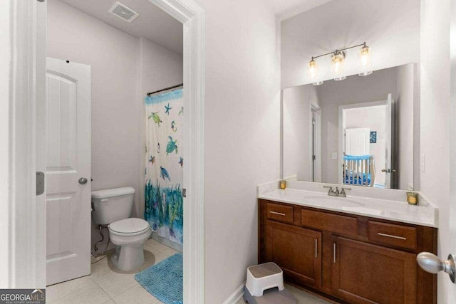 3616 Castoff Ct, Gainesville, GA 30506 - full bath featuring toilet, tile patterned floors, vanity, and a shower with curtain