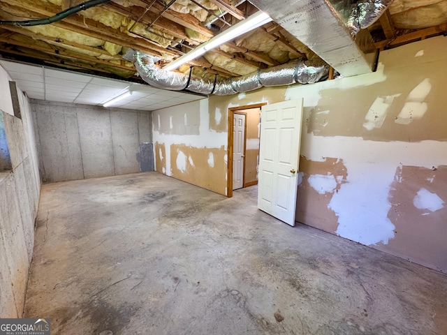 view of unfinished basement