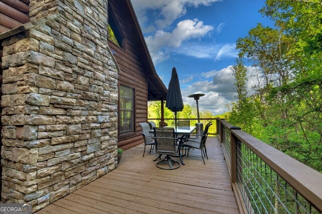 840 Deer Crest Rd, Blue Ridge, GA 30513 - wooden deck with outdoor dining space