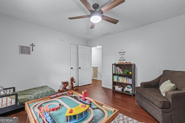 1870 Shoreline Trce, Grayson, GA 30017 - bedroom featuring wood finished floors, ceiling fan, and baseboards