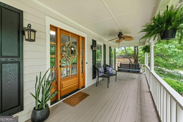 1870 Shoreline Trce, Grayson, GA 30017 - wooden terrace featuring covered porch and a ceiling fan