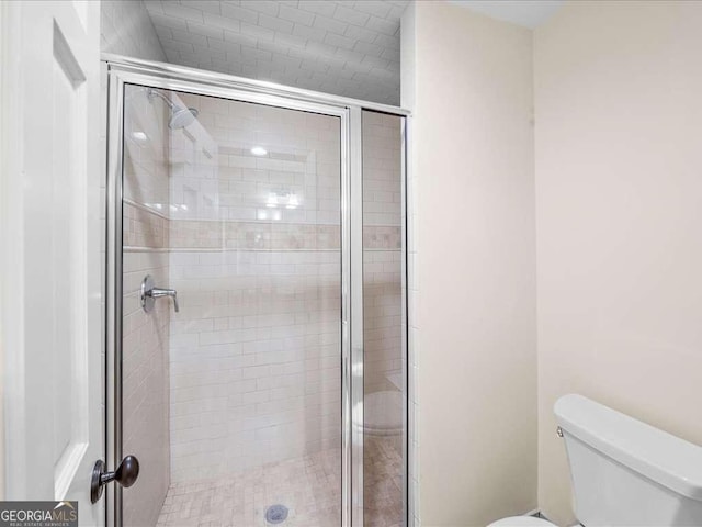 full bath featuring toilet and a stall shower