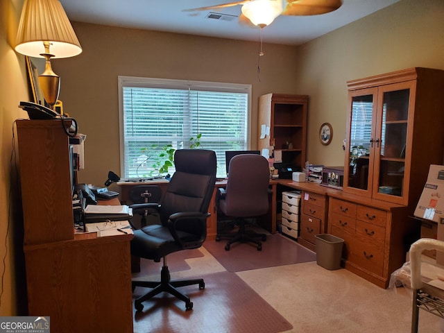 106 Hamway Ln, Winder, GA 30680 - office area featuring ceiling fan and carpet floors