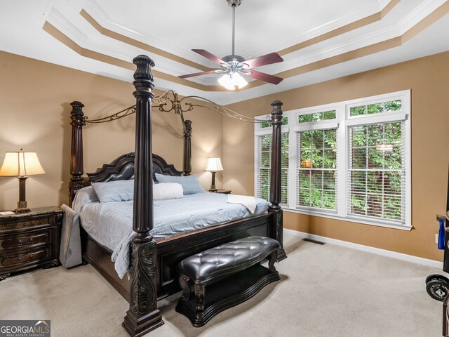 361 Brackin Trce, Grayson, GA 30017 - bedroom with a tray ceiling, carpet, ornamental molding, and baseboards