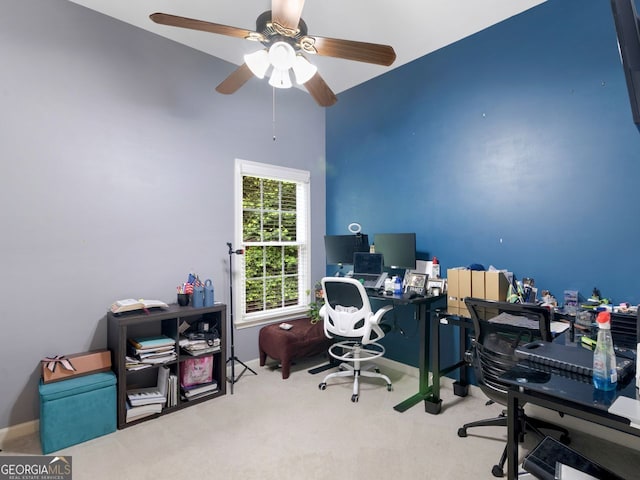 361 Brackin Trce, Grayson, GA 30017 - office area with ceiling fan, carpet, and baseboards