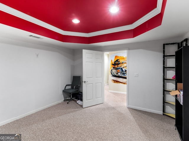 361 Brackin Trce, Grayson, GA 30017 - unfurnished office featuring carpet flooring, ornamental molding, baseboards, and recessed lighting