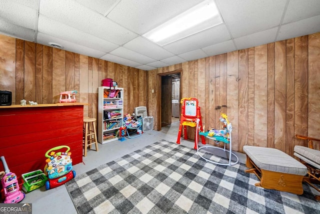 115 S Meadowcliff Cir, Carrollton, GA 30116 - rec room featuring a paneled ceiling and wooden walls