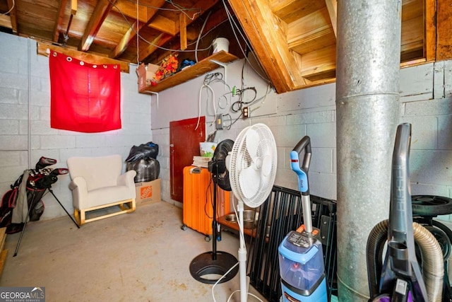 115 S Meadowcliff Cir, Carrollton, GA 30116 - unfinished basement featuring radiator heating unit and concrete block wall