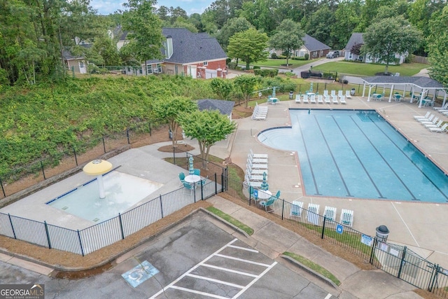 community pool with fence
