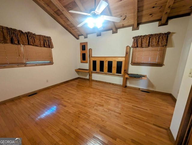 350 Left Turn Unit 15, Blue Ridge, GA 30513 - additional living space with hardwood / wood-style floors, wooden ceiling, a ceiling fan, and baseboards