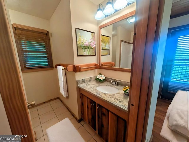 350 Left Turn Unit 15, Blue Ridge, GA 30513 - bathroom featuring vanity, tile patterned flooring, and a shower