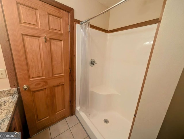 350 Left Turn Unit 15, Blue Ridge, GA 30513 - full bath with a shower stall, tile patterned flooring, and vanity