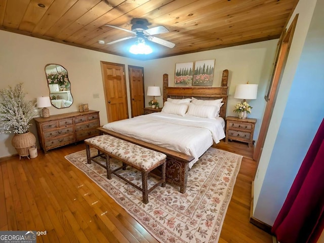 350 Left Turn Unit 15, Blue Ridge, GA 30513 - bedroom featuring hardwood / wood-style floors, wood ceiling, and ceiling fan
