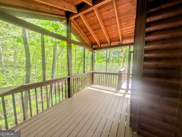 350 Left Turn Unit 15, Blue Ridge, GA 30513 - unfurnished sunroom featuring vaulted ceiling