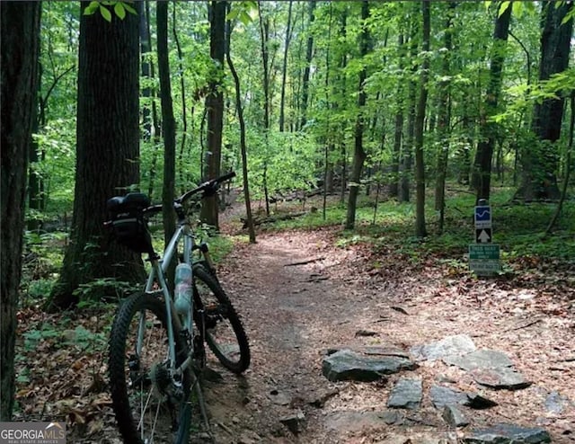 view of tree filled area