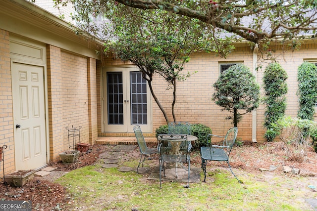 view of patio featuring french doors