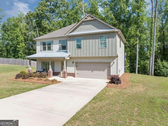 139 Coldwater Ln, Griffin, GA 30224 - craftsman house featuring a porch, board and batten siding, driveway, and an attached garage