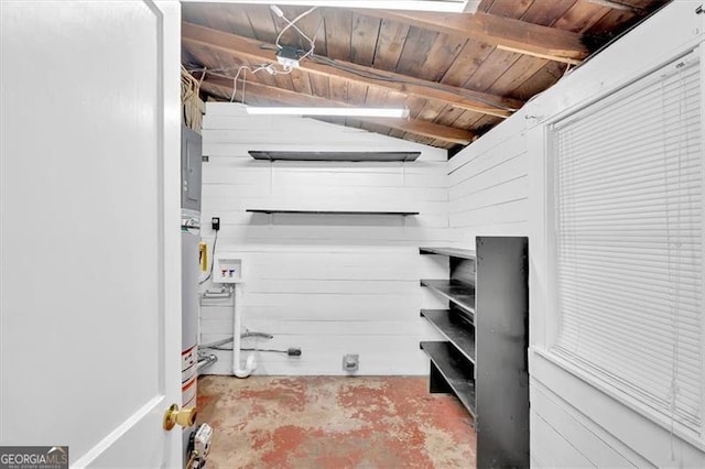 spacious closet featuring beamed ceiling