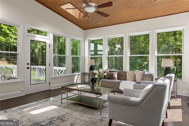 1260 Heards Ferry Rd, Sandy Springs, GA 30328 - sunroom / solarium with wooden ceiling, healthy amount of natural light, wood finished floors, vaulted ceiling, and baseboards