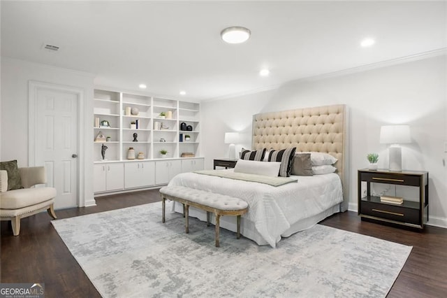 1260 Heards Ferry Rd, Sandy Springs, GA 30328 - bedroom featuring ornamental molding, dark wood-type flooring, and recessed lighting
