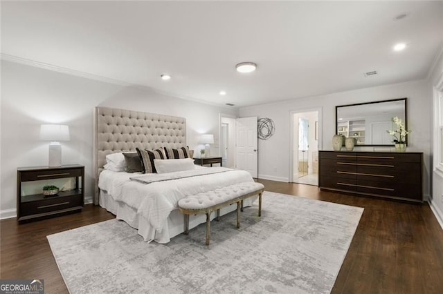 1260 Heards Ferry Rd, Sandy Springs, GA 30328 - bedroom with crown molding, dark wood-type flooring, and recessed lighting