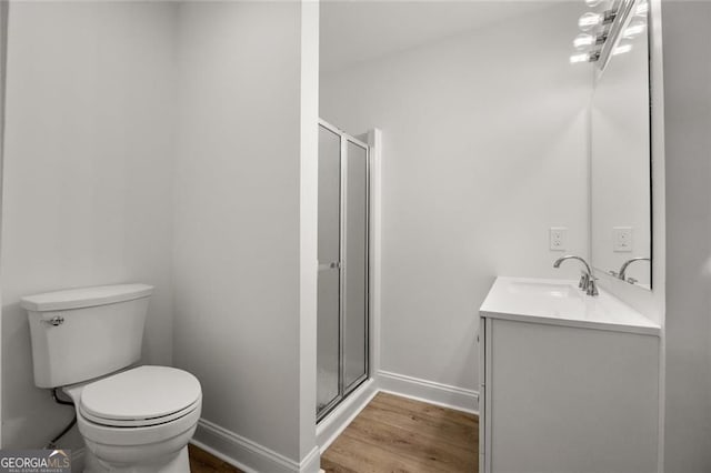 1260 Heards Ferry Rd, Sandy Springs, GA 30328 - full bath with vanity, a shower stall, and wood finished floors